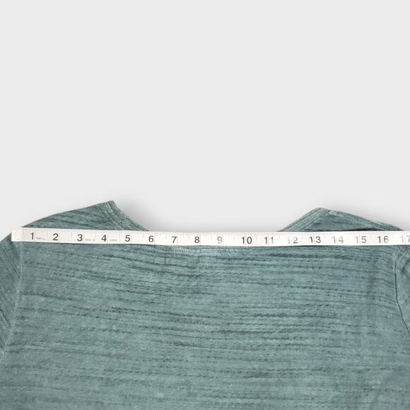 Ali Miles Floral Embroidered Lace Trim Tunic Top Green Spacedye Large Oversized - Picture 13 of 14